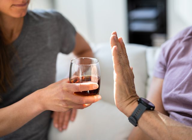Stop Drinking Alcohol. Refuse Glass Of Whisky. Say No