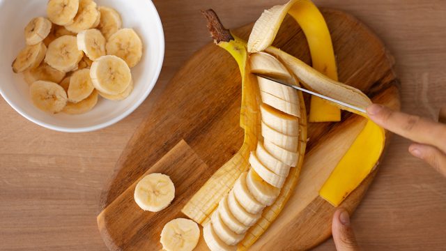 ,Cutting,Banana,Slices.,Sliced,Banana.,Banana,Slices.,Preparing,Fruit,food