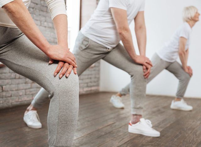 Photo of female left leg being bent in knee
