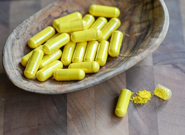 Berberine Supplement. Capsules with Yellow Powder. Diabetes prevention.