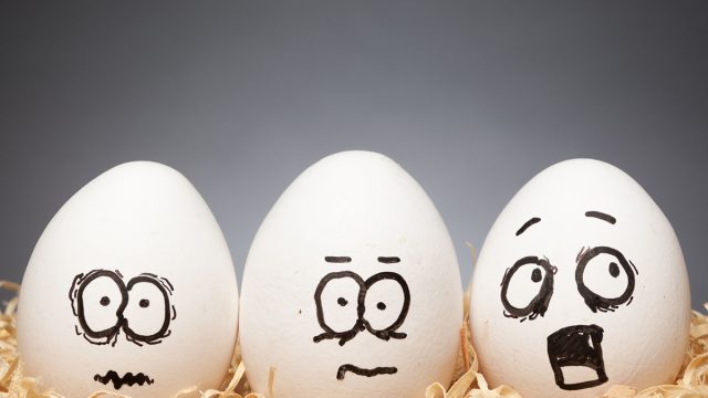 Funny little Easter Egg Stories, hand drawn faces with expression: Scared