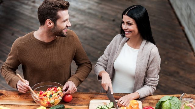 Enjoying,Cooking,Together.,Top,View,Of,Beautiful,Young,Couple,Preparing