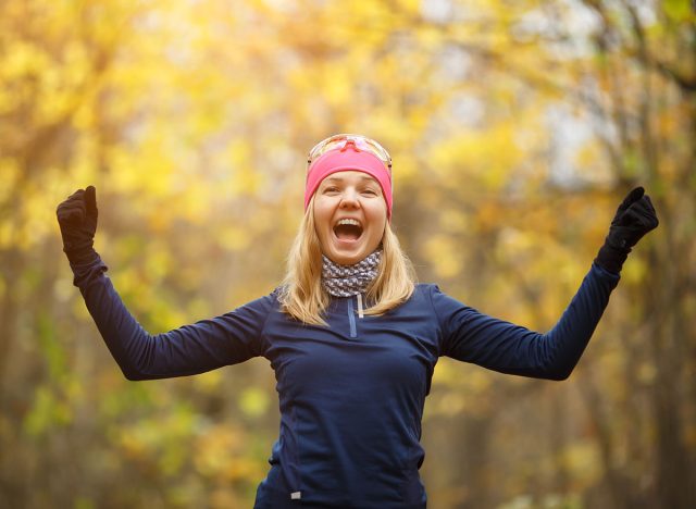 Girl in sportswear doing exercises