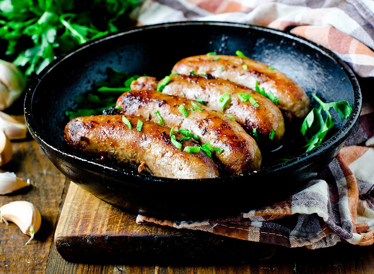 Homemade,Sausages,Turkey,chicken,Fried,Frying,Pan