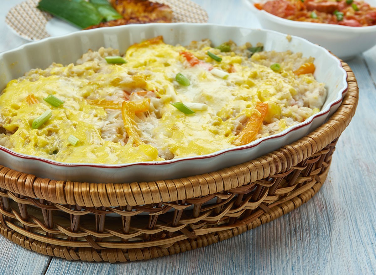 Fajita Chicken Casserole, Mexican dish, meal, dinner, food
