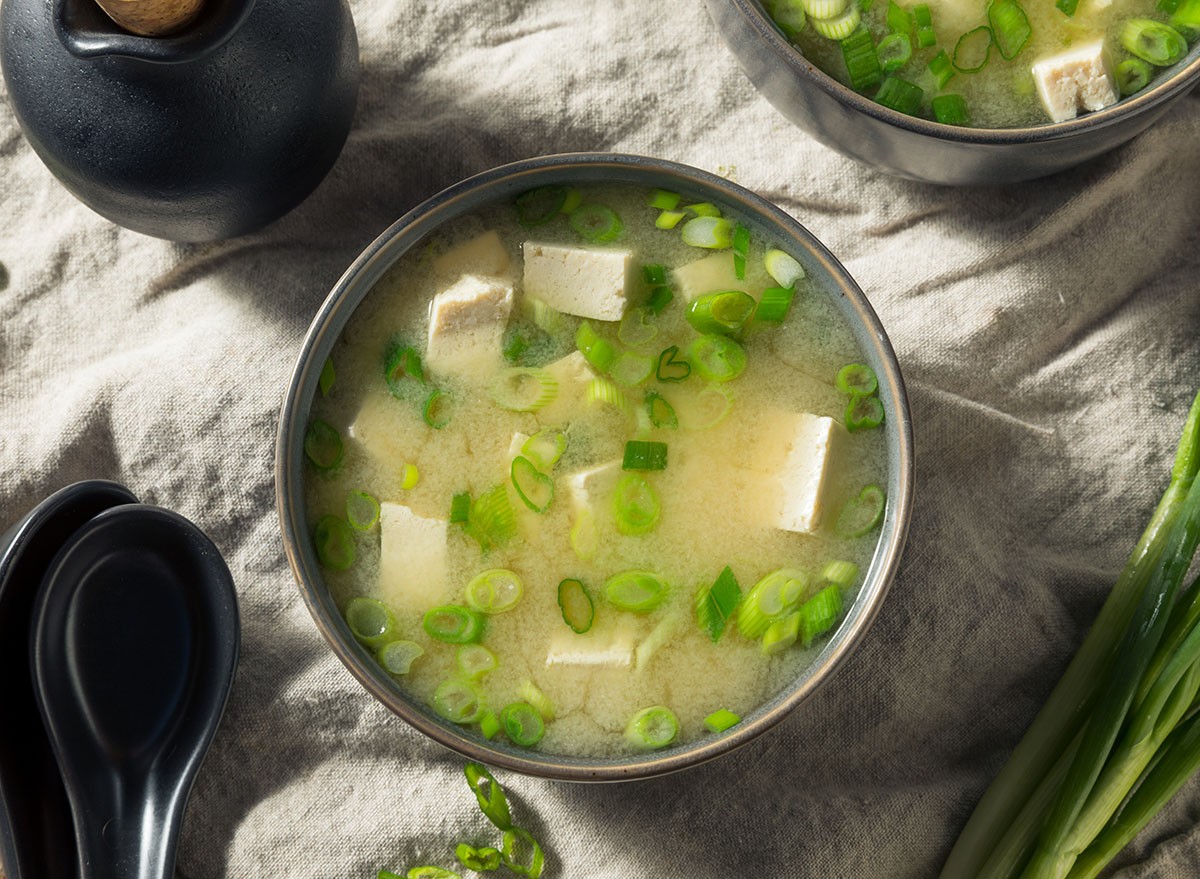 Healthy Japanese Tofu Miso Soup with Green Onions