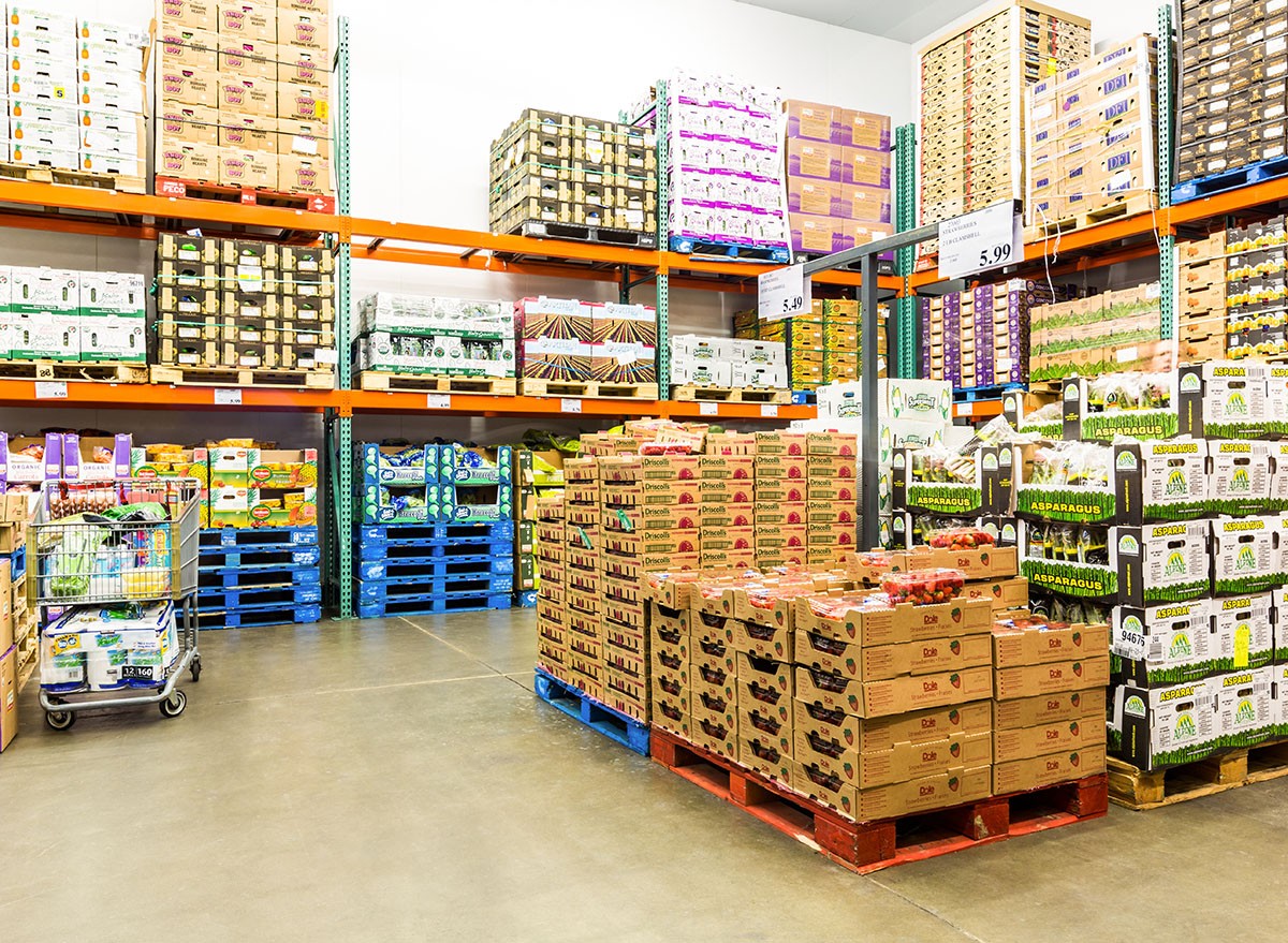 Fresh Produce refrigerated room in a Costco store. Costco Wholesale, produce, fruit,