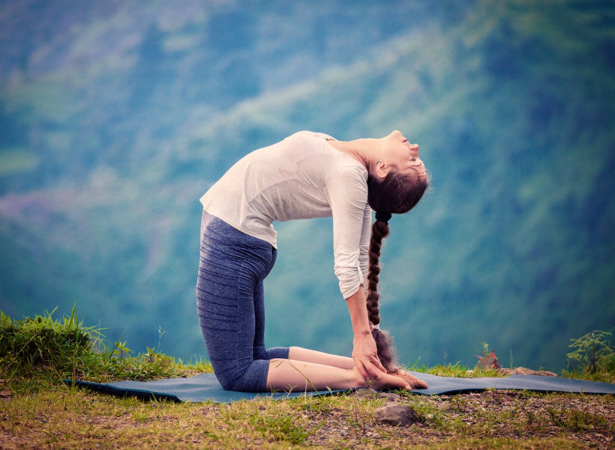 Yoga,Instructor,camel, pose Ustrasana, asana,