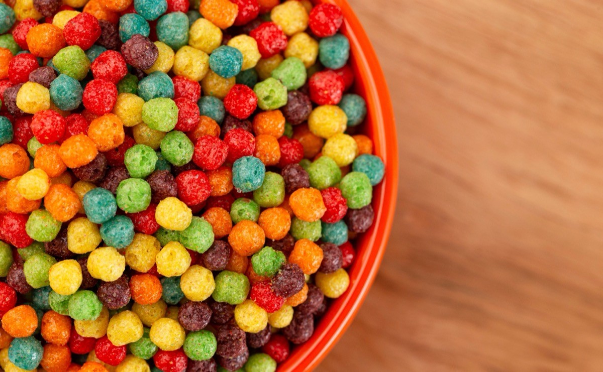 A,Bowl,Of,Small,Ball,Fruit,Flavored,Breakfast,Cereal,On