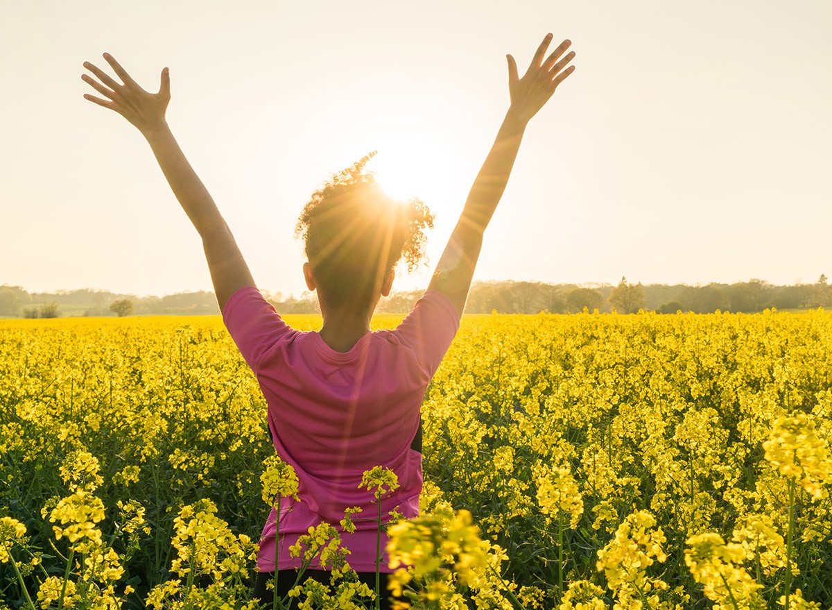 Woman, sunshine, sun, light, happy, sunset, sunrise