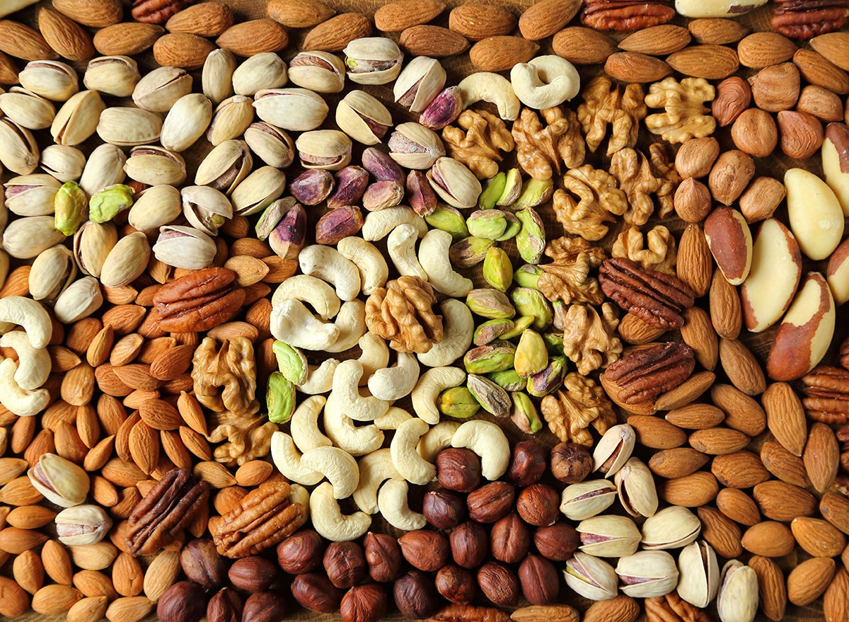 Natural background made from different kinds of nuts.
