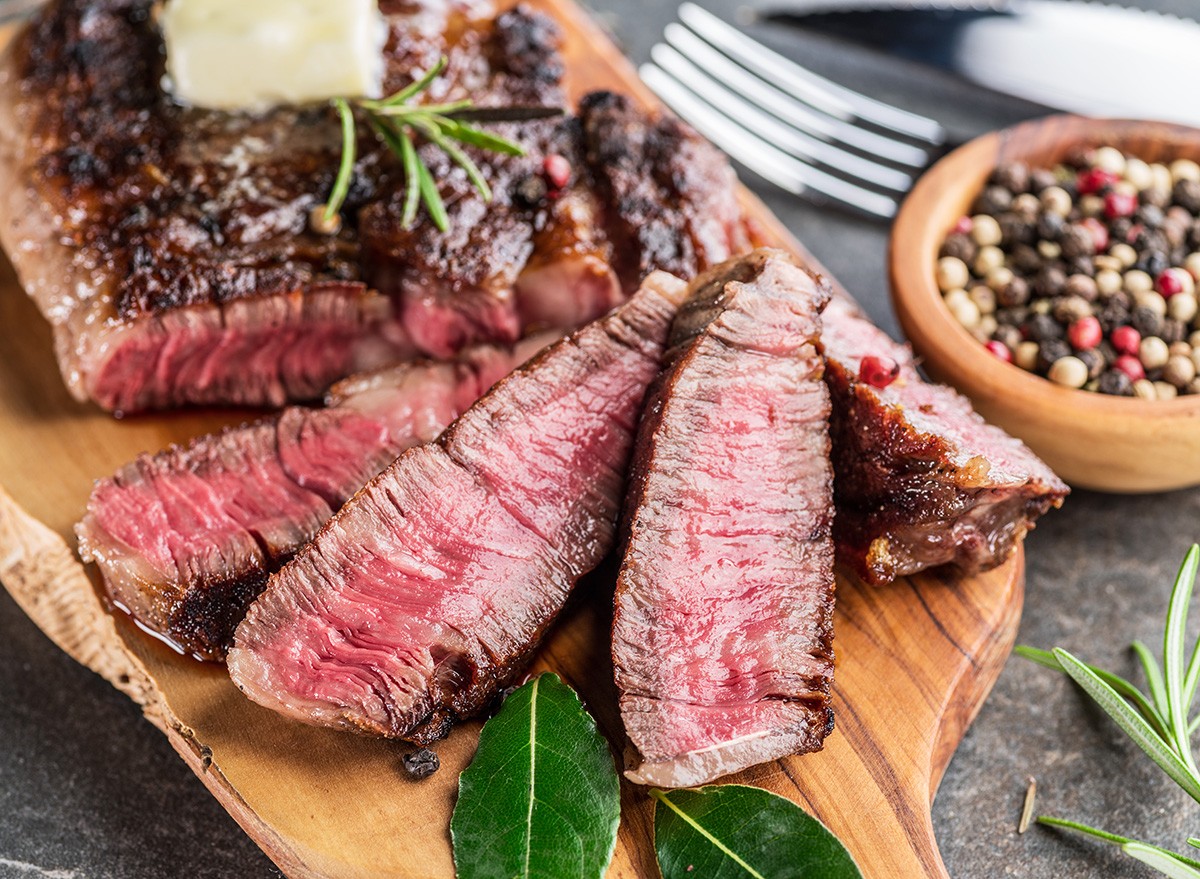 Medium,Rare,Ribeye,Steak,,Herbs,Grass,Fed, Beefed,meat