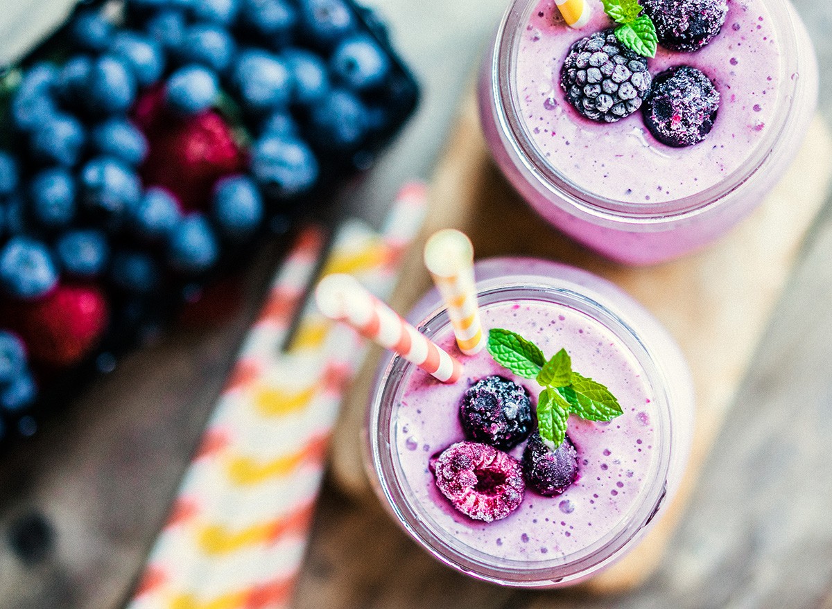 Fresh,Berry,Smoothies,On,Mason,Jars,,protein, shake
