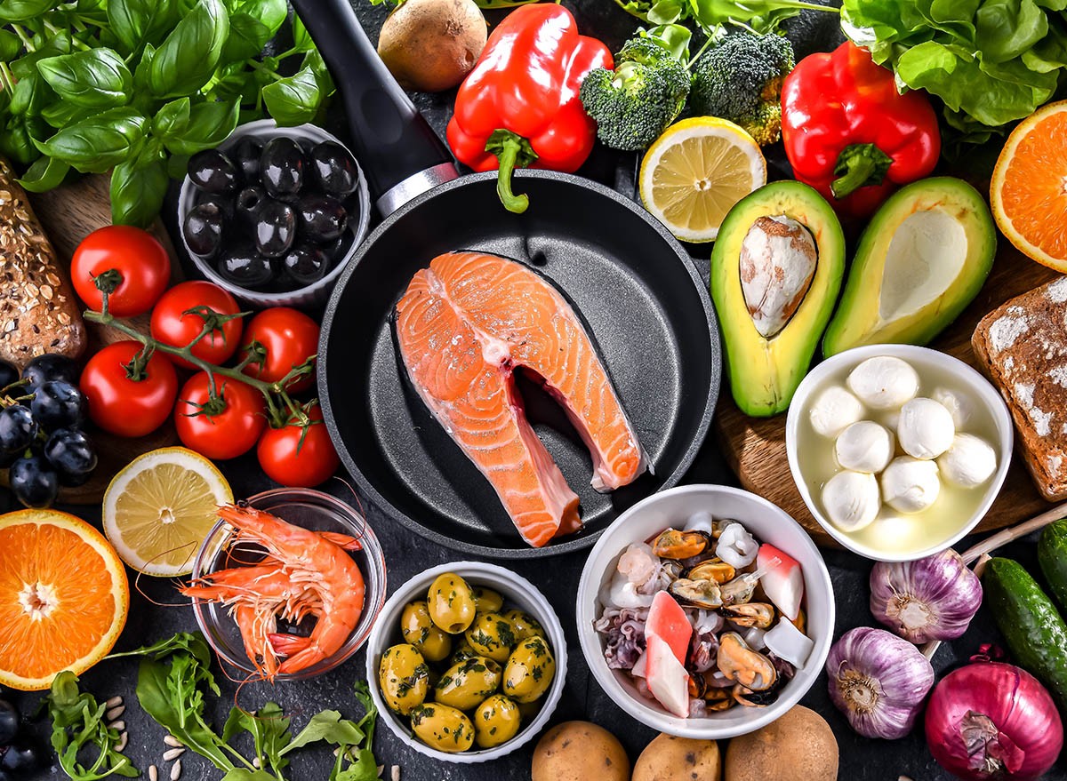 Food products representing the Mediterranean diet which may improve overall health status